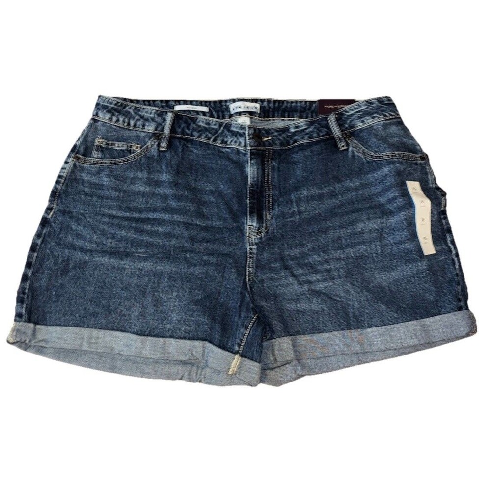 Women's Size 18 Ava & Viv High Rise Relaxed No Gap Waistband Midi Shorts NWT